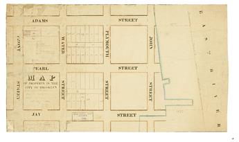 (NEW YORK CITY--BROOKLYN.) Lott, Jeremiah; and others. Four manuscript maps related to the Dumbo neighborhood of Brooklyn,